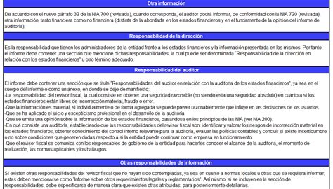 Gu A Estructura Del Informe Del Revisor Fiscal Bajo Nia