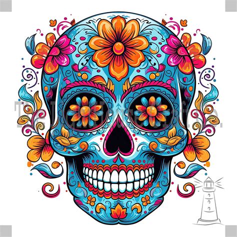 Floral Sugar Skull Clip Art 12 High Quality S Digital Planner