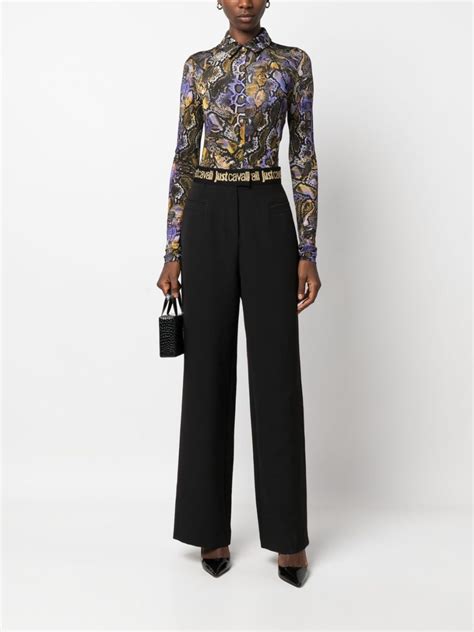 Just Cavalli Snakeskin Print Pointed Collar Shirt Farfetch