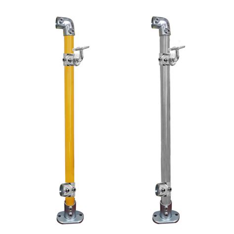 End Stanchion With Straight Angle Base Plate Offset Galvanised Or