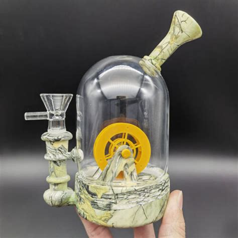 Glass Bong Waterwheel Hookah Smoking Water Pipe Bubbler Bong Glass