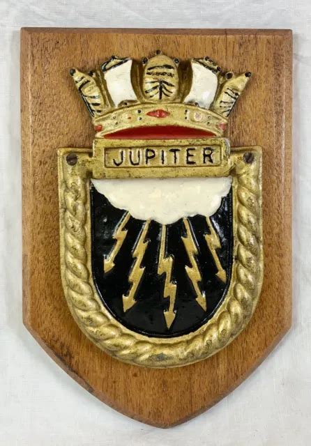 Vintage Hms Jupiter British Royal Navy Ship Badge Crest Tampion