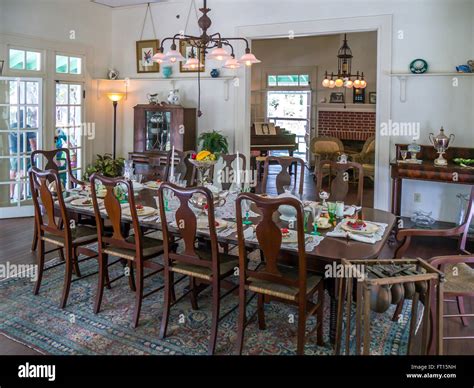 Interior dining room of Thomas Edison house at Edison and Ford Winter Estates in Fort Myers ...