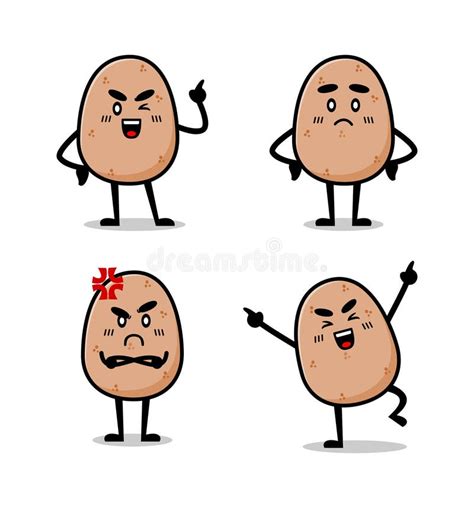 Illustration Set Of Cute Potato Mascot Potato Vector Character Stock Vector Illustration Of