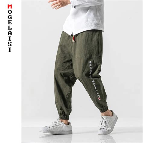 Pantalones Harem De Hombre De Lino Holgados Joggers De Hombre Bordado