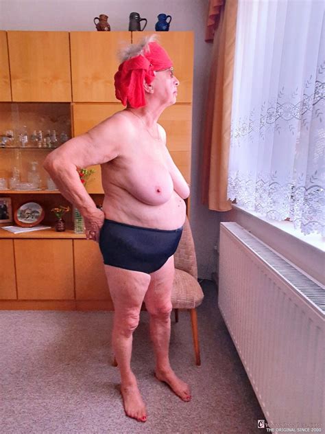 Short Haired Granny Alma Exposes Her Big Saggy Tits While Changing CoedCherry