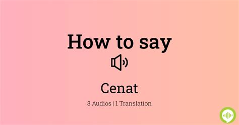 How to pronounce Cenat | HowToPronounce.com