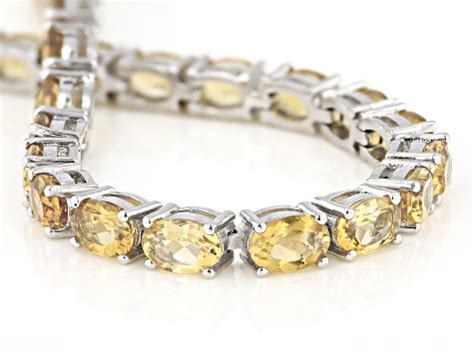 Yellow Brazilian Citrine Rhodium Over Sterling Silver Tennis Bracelet