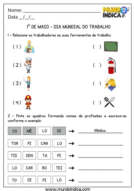 Atividades Sobre O Mundo Do Trabalho Com Gabarito - 10 Atividades para o Dia Mundial do Trabalho