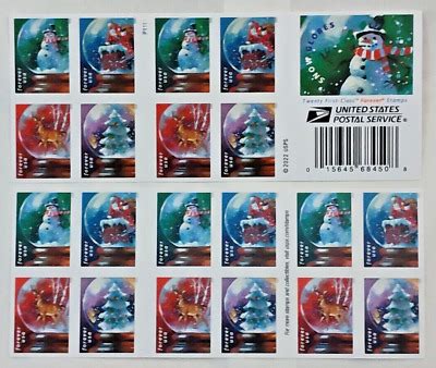 Mint US Snow Globes Booklet Pane Of 20 Forever Stamps Scott 5816 5819