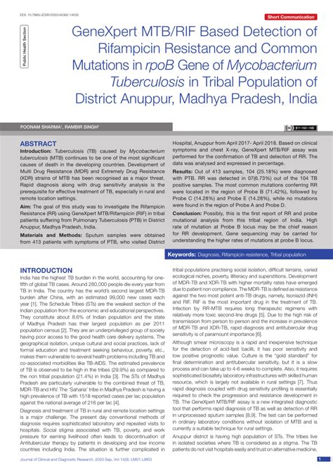 Pdf Genexpert Mtb Rif Based Detection Of Rifampicin Resistance And