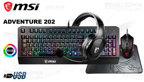 Teclado Mouse Pad Auricular Gaming Msi Adventure Memory Kings Lo