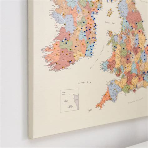 Push Pin Uk And Ireland Map Colorful Detailed