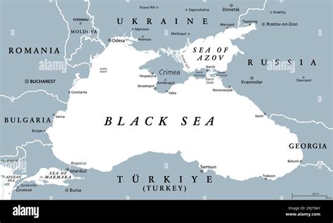 Black Sea region, gray political map. Marginal mediterranean sea of the ...