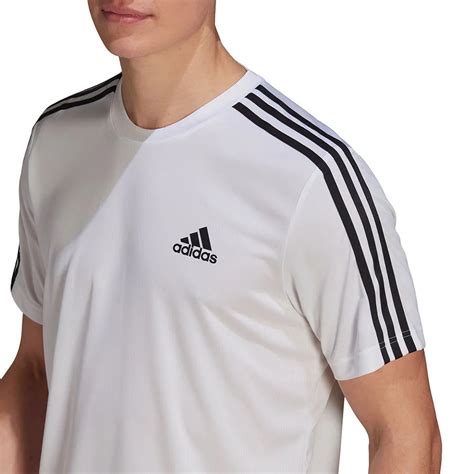 Adidas Aeroready Designed To Move Sport 3 Stripes Short Sleeve T Shirt White Runnerinn