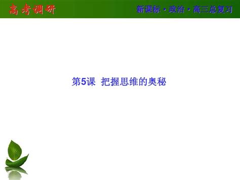 2015届高三政治一轮总复习课件：必修4 第5课 把握思维的奥妙word文档在线阅读与下载无忧文档