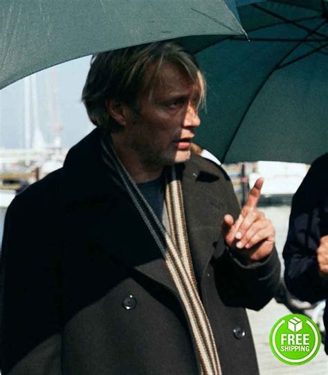 Another Round Mads Mikkelsen Black Coat | Martin Trench Coat | Mads ...