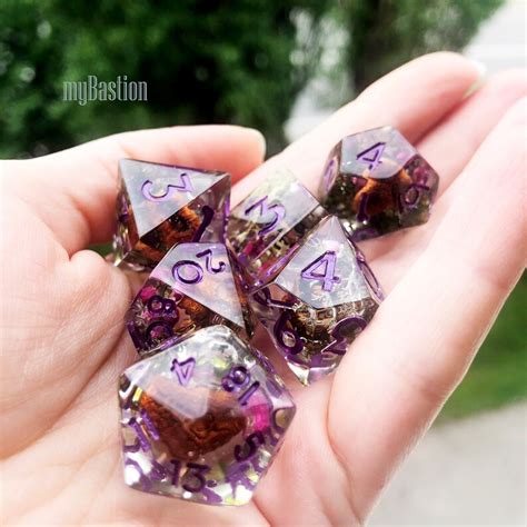 Polyhedral Dice Set Rpg Dice Dnd Dice With Real Mushrooms Dandd Etsy