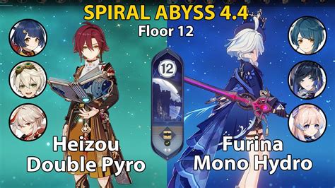 Spiral Abyss Floor 12 4 4 Heizou Double Pyro And Furina Mono Hydro