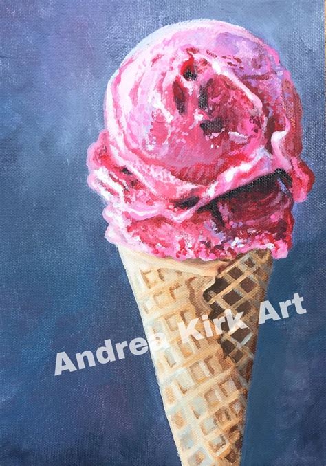 Ice Cream Cone Acrylic Painting Tutorial By Artist Andrea Kirk The