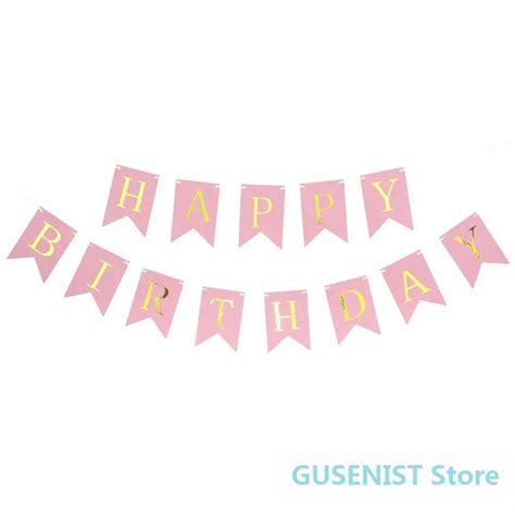 Happy Birthday Banner Chic White And Pink Party Decorations Versatile