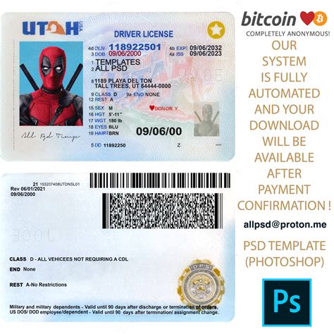 Utah Driver License V2 Template All Psd Templates