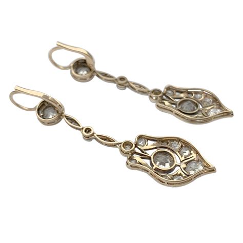 Boucles D Oreilles Pendantes Deux Ors Diamants