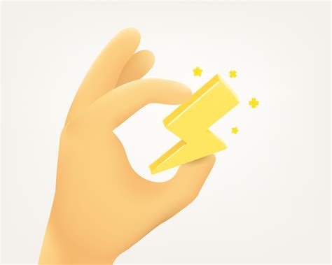 Cute Cartoon Human Hand Holding Thunderbolt Icon D Vector