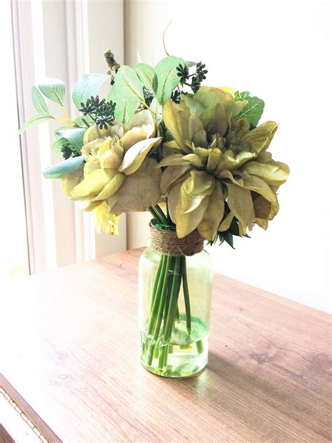 Green Dahlia Flower Arrangement Silk Floral Centerpiece Fall - Etsy