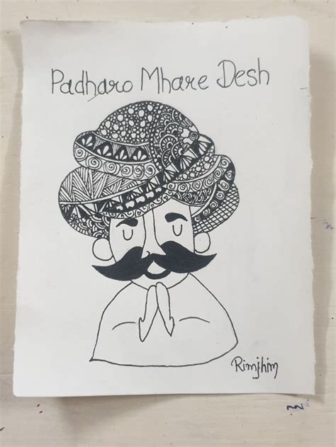 Rajasthani Doodle Art Padharo Mare Desh Easy Mandala Drawing Doodle