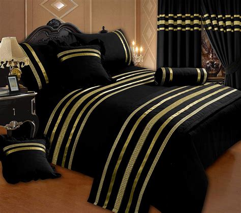 Ambiance Home Glamour Black With Gold Trim King Size Bed Duvet Quilt