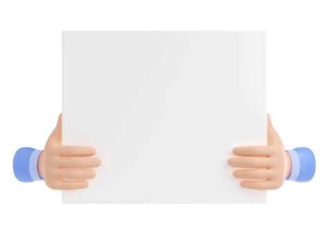 Free Photo 3d Hands Hold Blank Banner White Placard Poster