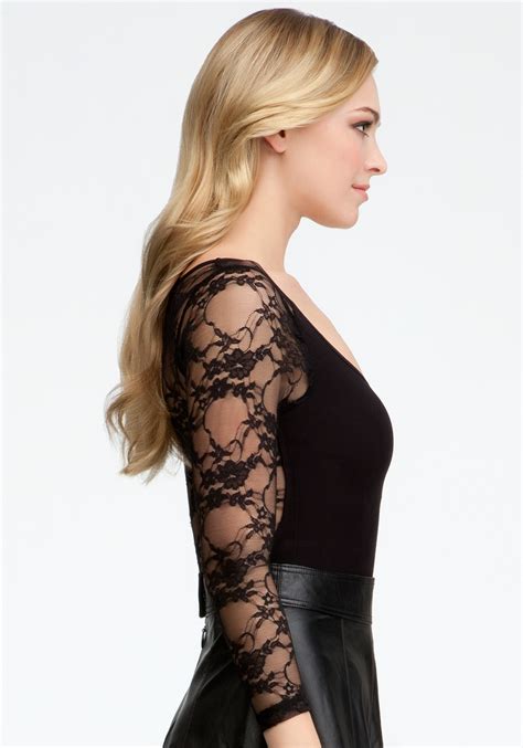 Lyst Bebe Lace Inset Bodysuit Online Exclusive In Black