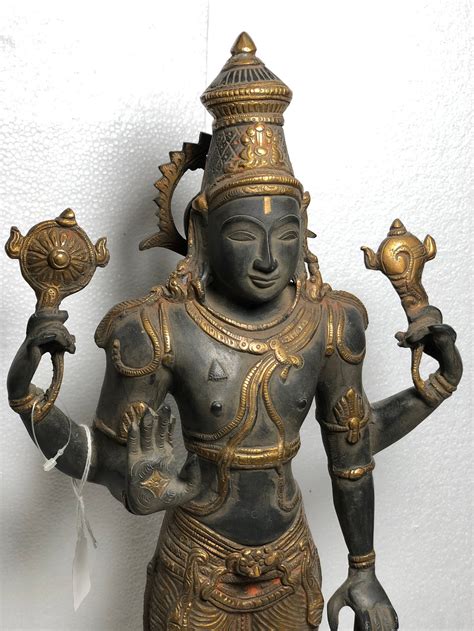 20 Lord Vishnu Vishnu Vintage Brass Statue Outdoor Etsy