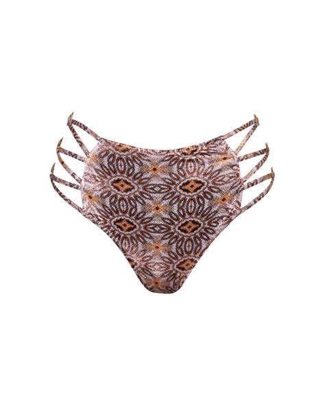 Print Classic High Rise Bikini Bottom With Golden Logo S Vivien Vance