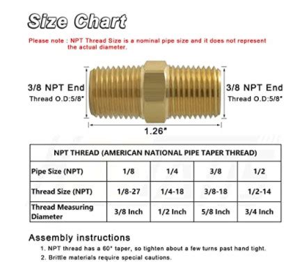 Npt Male Solid Brass Hex Nipples Equal Brass Pipe Adapter