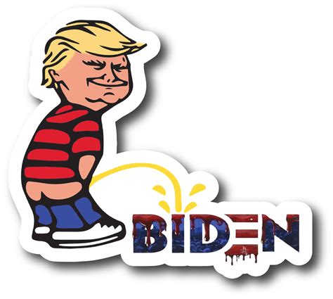 Trump Peeing On Biden Sticker Funny Anti Joe Calvin Pissing Vinyl