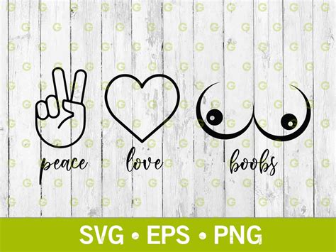 Peace Love Boobs Decal Svg Boobies Svg Tits Svg Peace Sign Svg