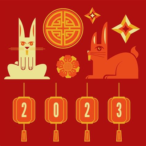 Premium Vector Flat Chinese New Year Elements Collection