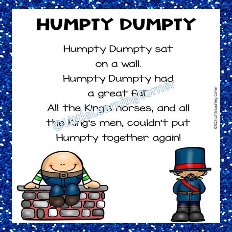 Humpty Dumpty Nursery Rhymes Resources Little Learning Corner