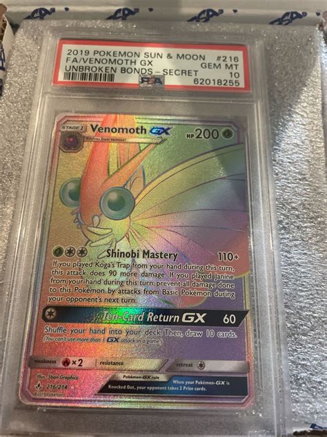 Pokemon Sun Moon Unbroken Bonds Venomoth Gx Psa