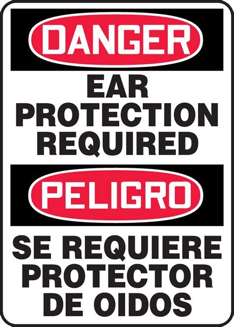 Ear Protection Required Bilingual Osha Safety Sign Sbmppa107