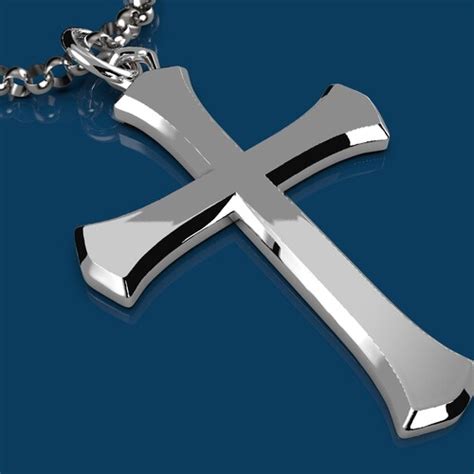 Sterling Silver Men Cross Necklace Elegant Classic Silver Etsy