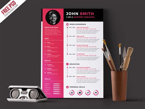 55 Premium And Free Psd Cv Resumes For Creative People To Get The Best Job Free Psd Templates