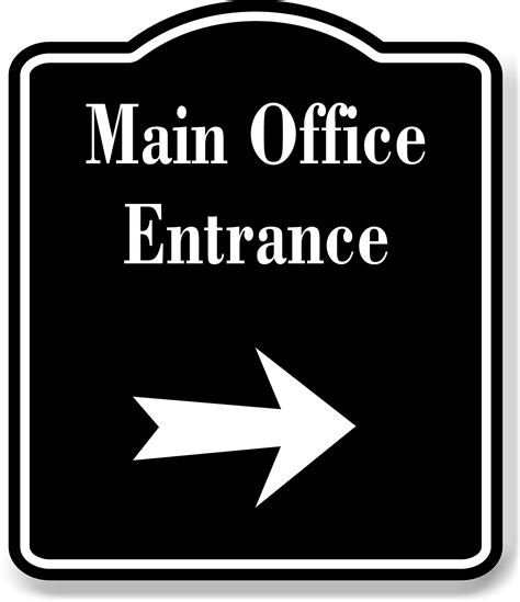 Main Office Entrance Right Arrow BLACK Aluminum Composite Sign ...