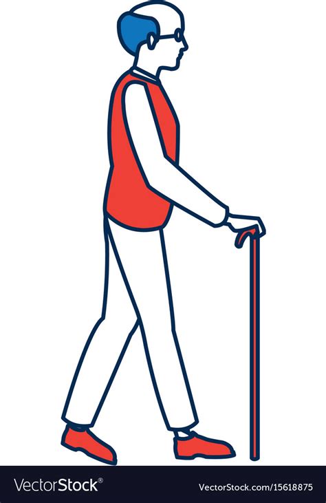 Old Man Walking With Cane Cartoon