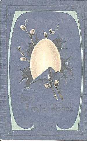 Easter Postcard Eggs And Pussy Willows Embossed P