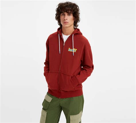 Relaxed Graphic Zip Up Hoodie Red Levi S® Us