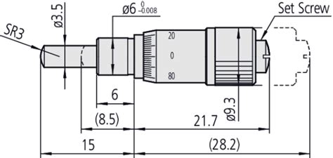 Cabeza micrométrica paqueña con paso extremádamente pequeño 0 1 mm 0 6