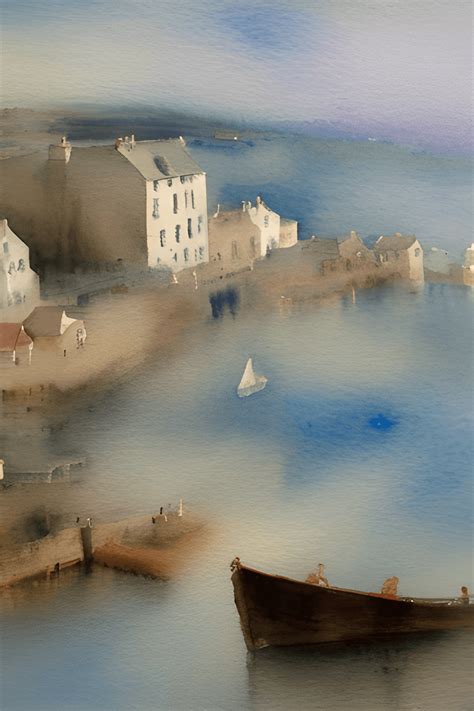 Beautiful Loose Subtle Watercolour Painting Of Mevagissey Cornwall